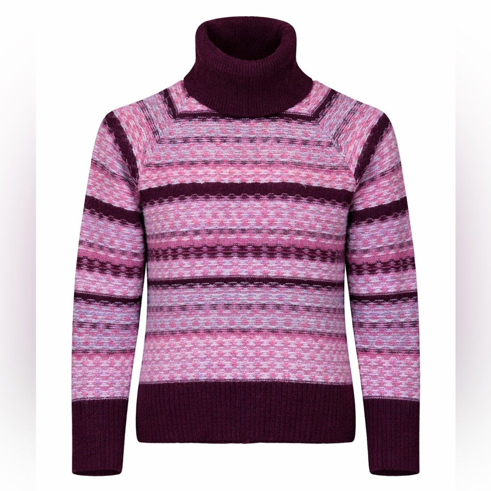 Elegant Striped Turtleneck Sweater in Purple and Pink
